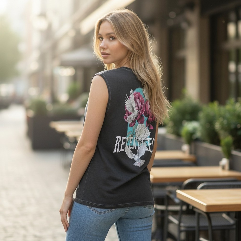 NovaMen Relentless Floral Dove Graphic Muscle Tank Top Black Wash XL MM5000W